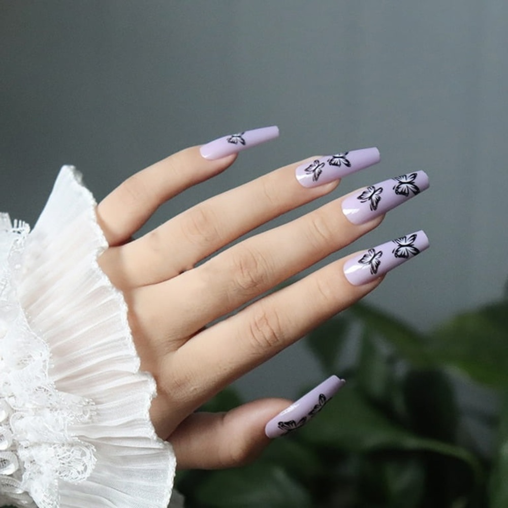 Lavender Butterfly Press On Nails